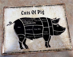 Cuts of Pig Metal Sign