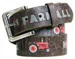 Farmall IH Brown Vintage Tractor Weathered Genuine Leather Belt