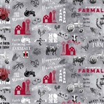 Farmall Farm to Table Allover Gray Fabric