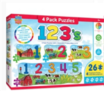 123 on the Farm Jigsaw Puzzle-4 pack