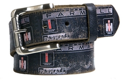 Farmall IH Black Vintage Weathered Genuine Leather Belt