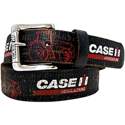Case IH Men's Black Weathered Genuine Leather Belt