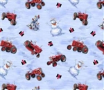 Farmall Tractors & Snowman Cotton Fabric
