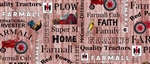 Farmall Hometown Life Words a/o -Red Cotton Fabric