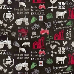 Farm to Table Allover Black Fabric