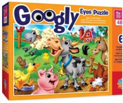 Googly Eyes Right Fit - Farm Animals - 48 Piece Kids Puzzle