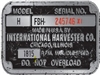 International Harvester Farmall Tractor Tag