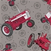 Farmall Show Tossed Tractors Fabric - Gray