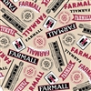 Farmall Words Cotton Fabric - Dark Cream