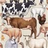 Packed Farm Animals Fabric