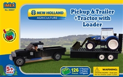 Truck, Trailer & New Holland Tractor w/Loader Block Set