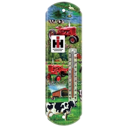 IH Farmall with Cows Metal Thermometer