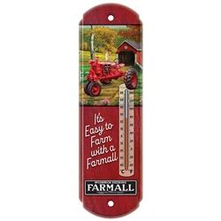 'It's Easy to Farm with a Farmall' Metal Thermometer