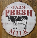 Farm Fresh Milk, Black and White Jersey Cow, Solid Wood