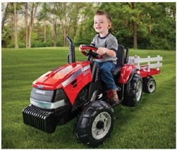 Case IH Tractor with Stake-Side Trailer Battery Operated